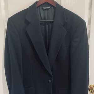 Mens Black Cashmere Italian Wool Suit Jacket, Size 40